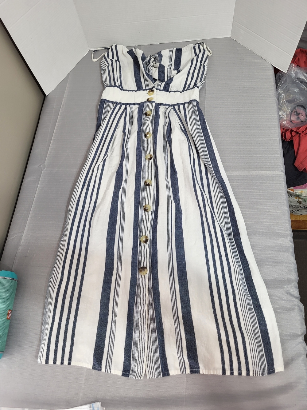 Ardene Navy and White Striped Midi Dress, Size Small - Picture 4 of 4